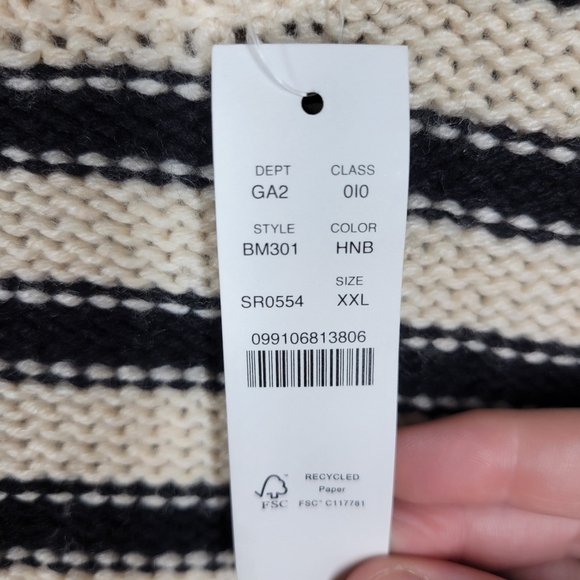 NWT! J. Crew Cable Knit Mock Neck Knit Sweater Striped Jewel Buttons XXL - Picture 7 of 9